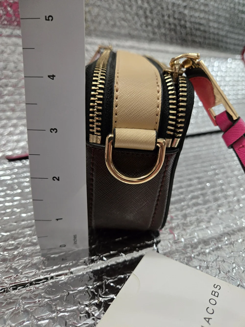 Marc Jacobs Fuchsia Snapshot Double J Crossbody with Gold Hardware